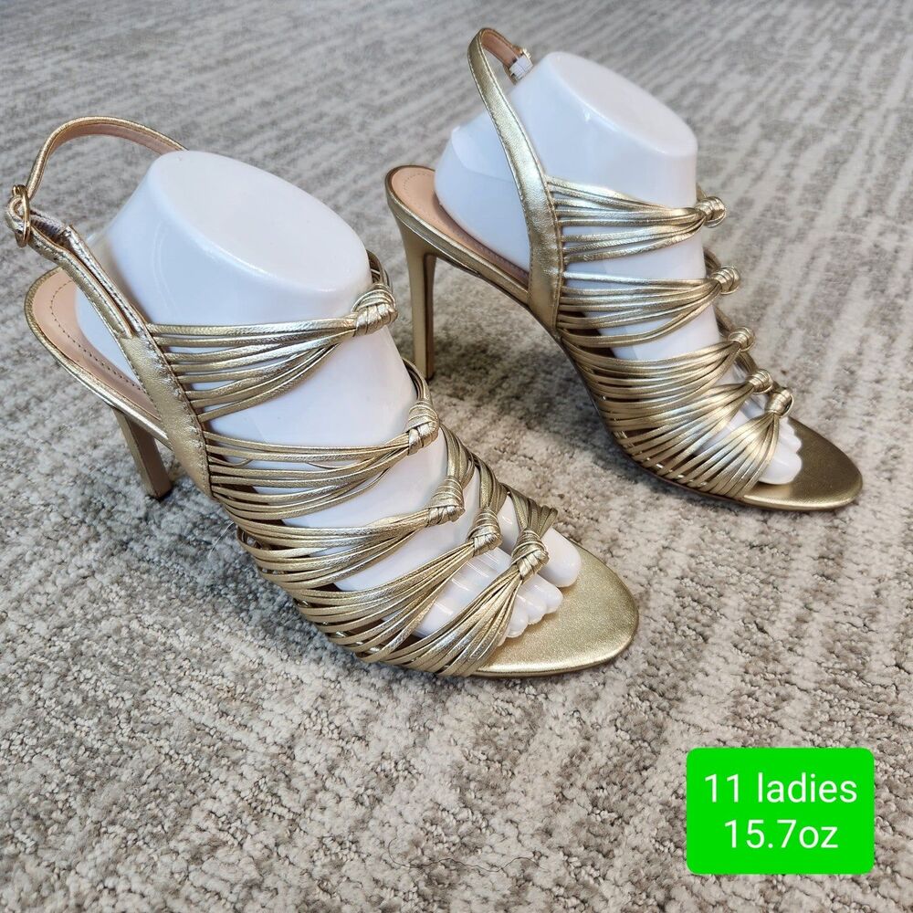 NWOT Charles David women's strappy metallic gold sandals stiletto heels size 11